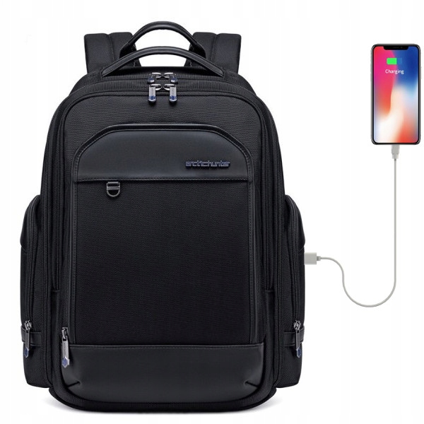 Plecak Arctic Hunter B00683 na laptopa 15,6 z Usb dwukomorowy czarny