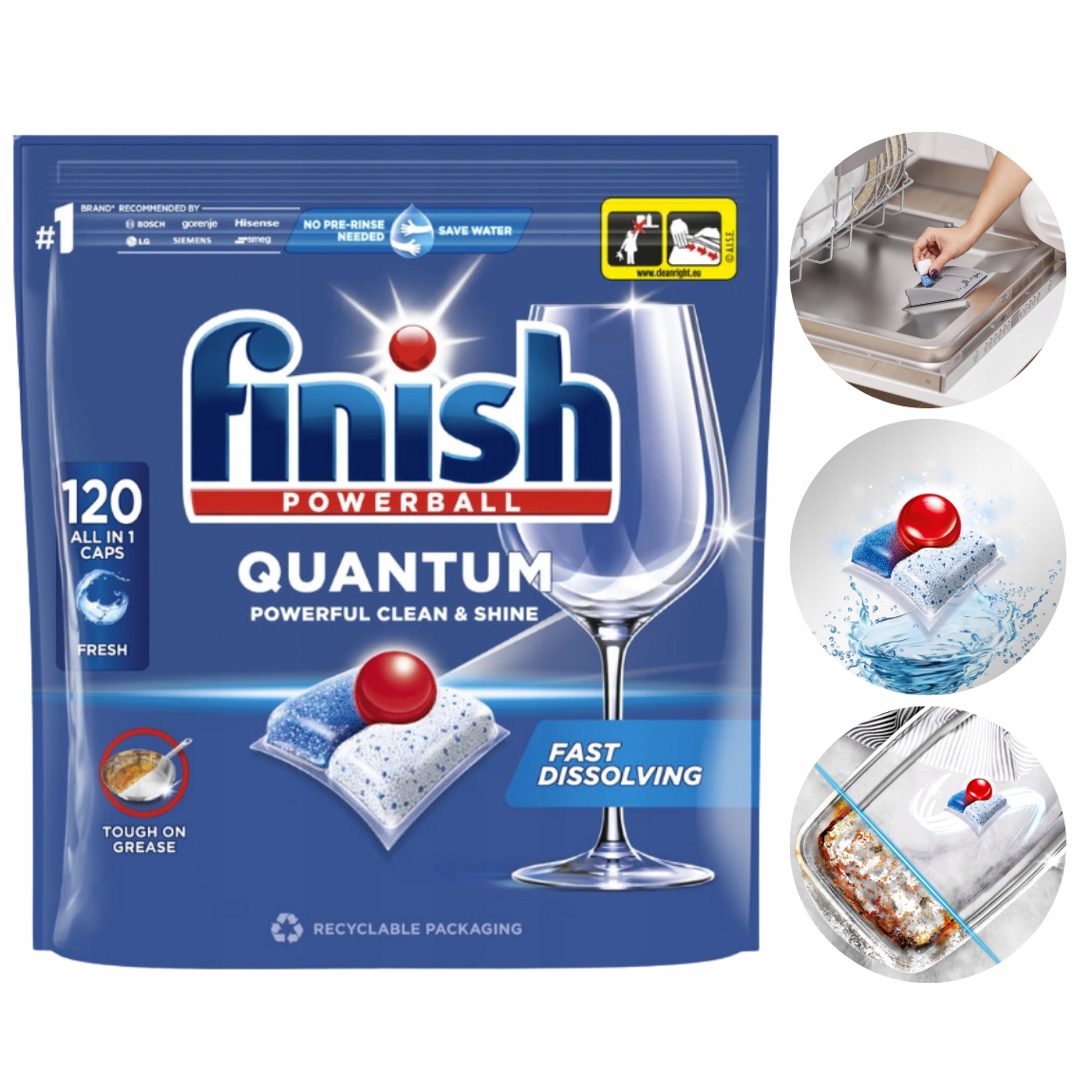 Finish Kapsułki Do Zmywarki Czyste i Lśniące Naczynia Quantum 120 szt