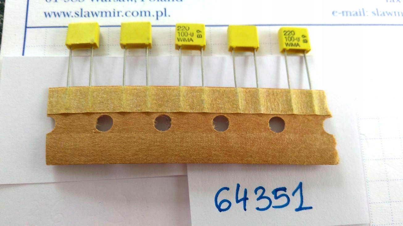 

Kondensator foliowy 220pF 100V R5 20% Fkc x10