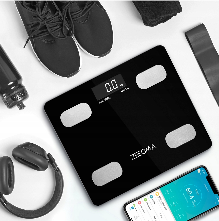 INTELIGENTNA WAGA ŁAZIENKOWA BLUETOOTH +APLIKACJA Cechy dodatkowe automatyczna kalibracja automatyczne wyłączanie Bluetooth zapamiętywanie pomiarów