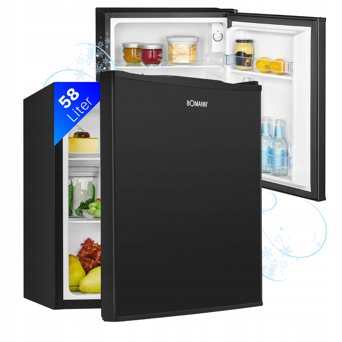 Lodówka Podblatowa 58L Bomann Kb 7347 Mini Minibar Cicha Hotelowa Czarna