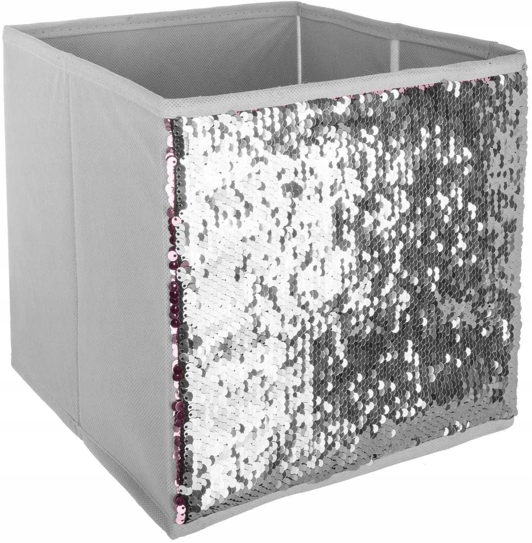 

Pojemnik Na Zabawki Ubrania Szary Z Cekinami 24 cm