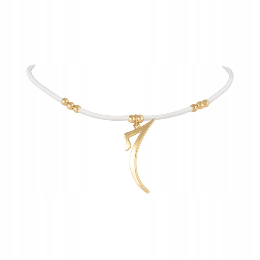 Bílý kaučukový choker Colibra s přívěskem „7“
