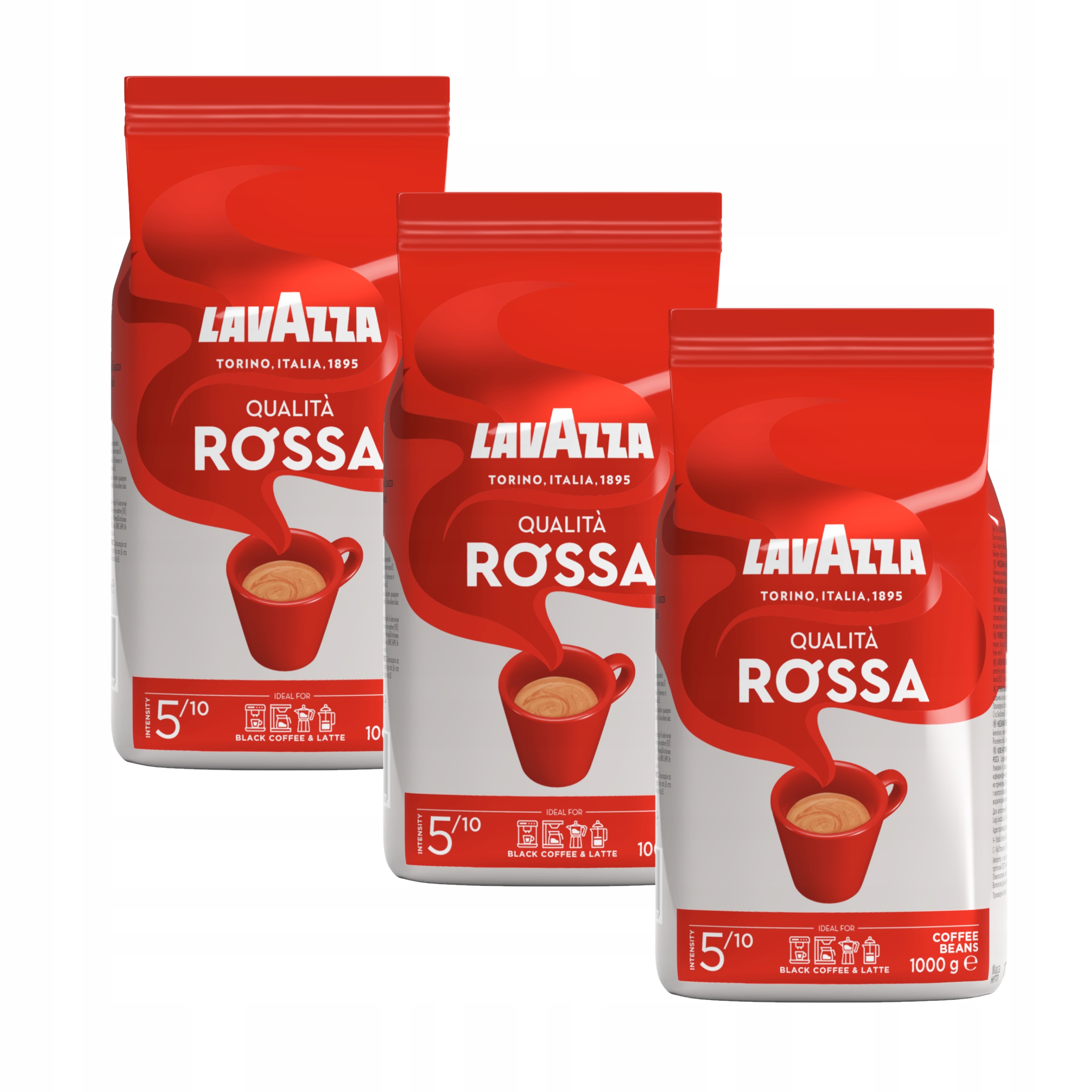 Zestaw 3x Kawa ziarnista mieszana Lavazza Qualita Rossa 1kg