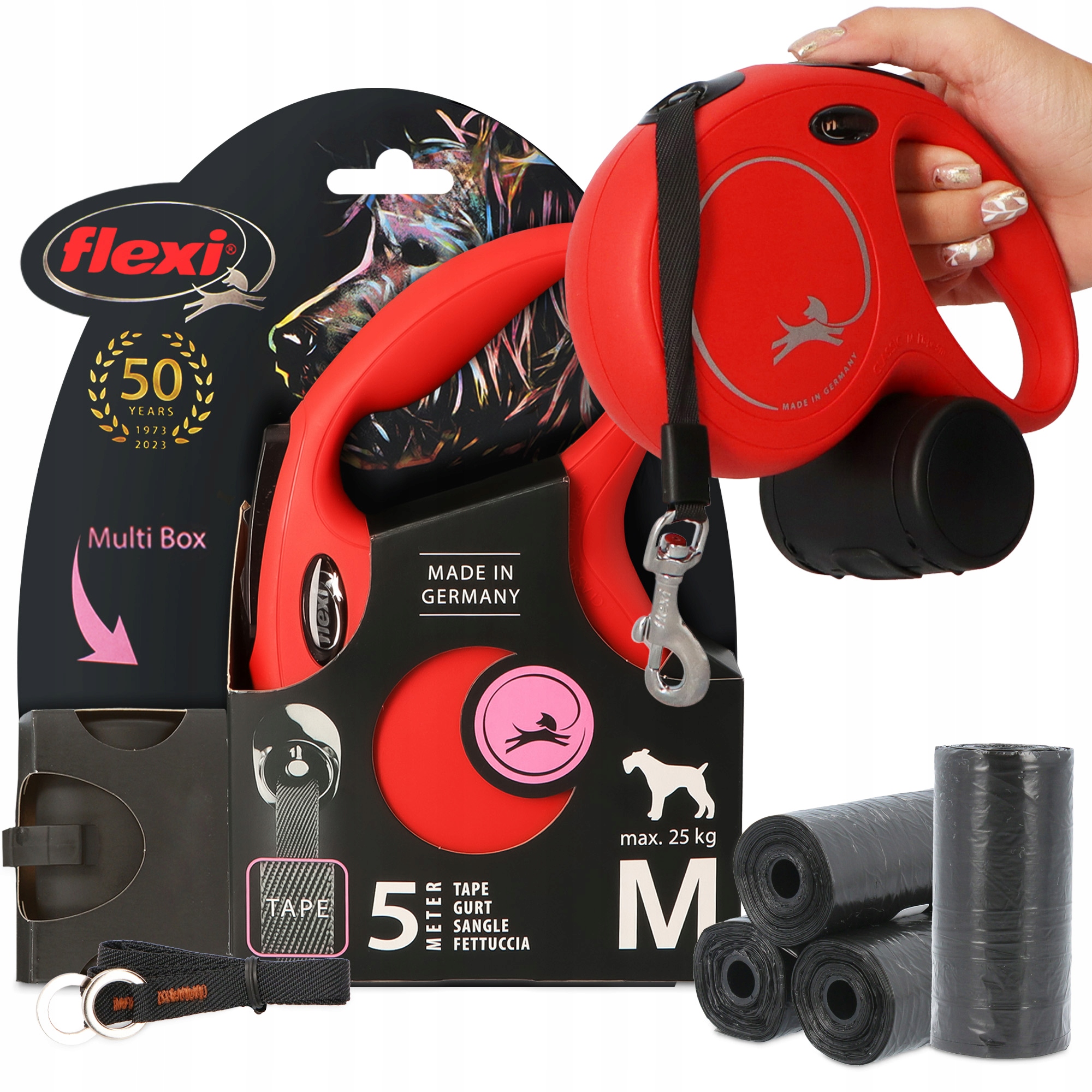 Vodítko pro psa 25 kg 5 m Multi Box 80 x Sáčky Psí Odch 3O