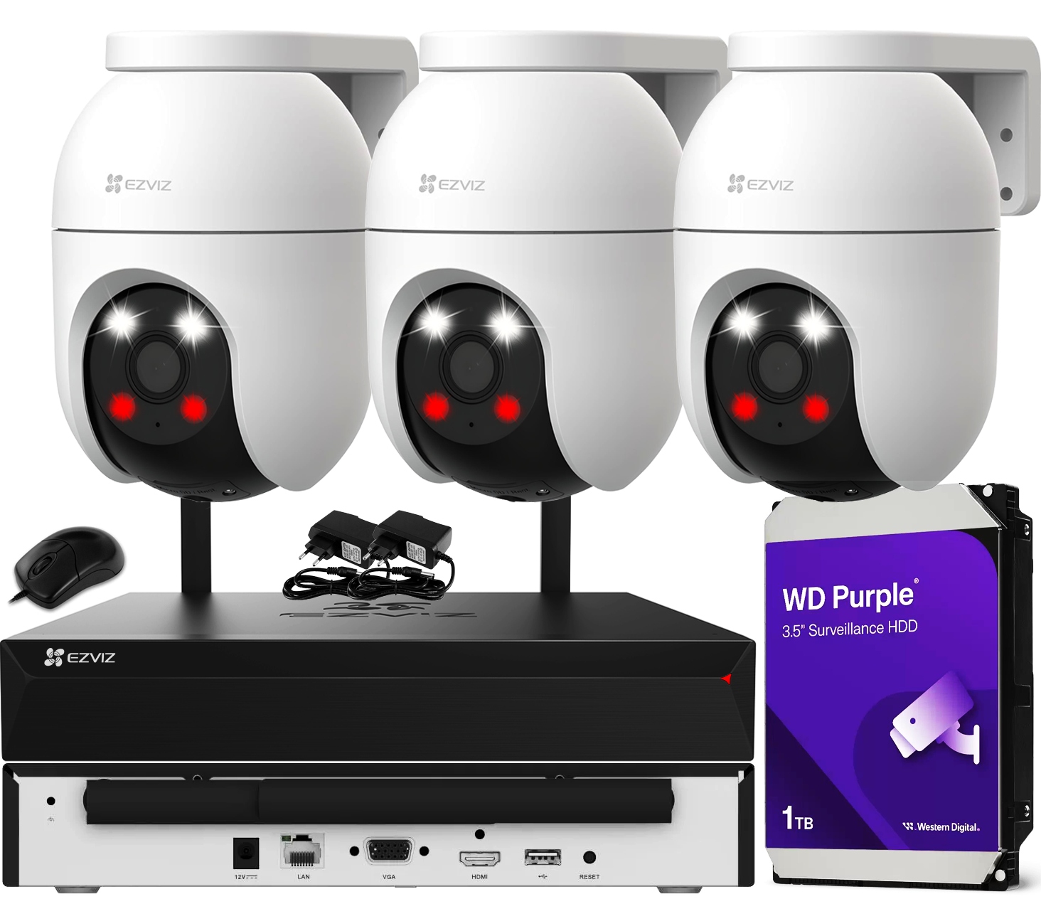 WiFi monitorovací sada Venkovní 3 kamery 5MPx C8c 3K Ezviz Aplikace