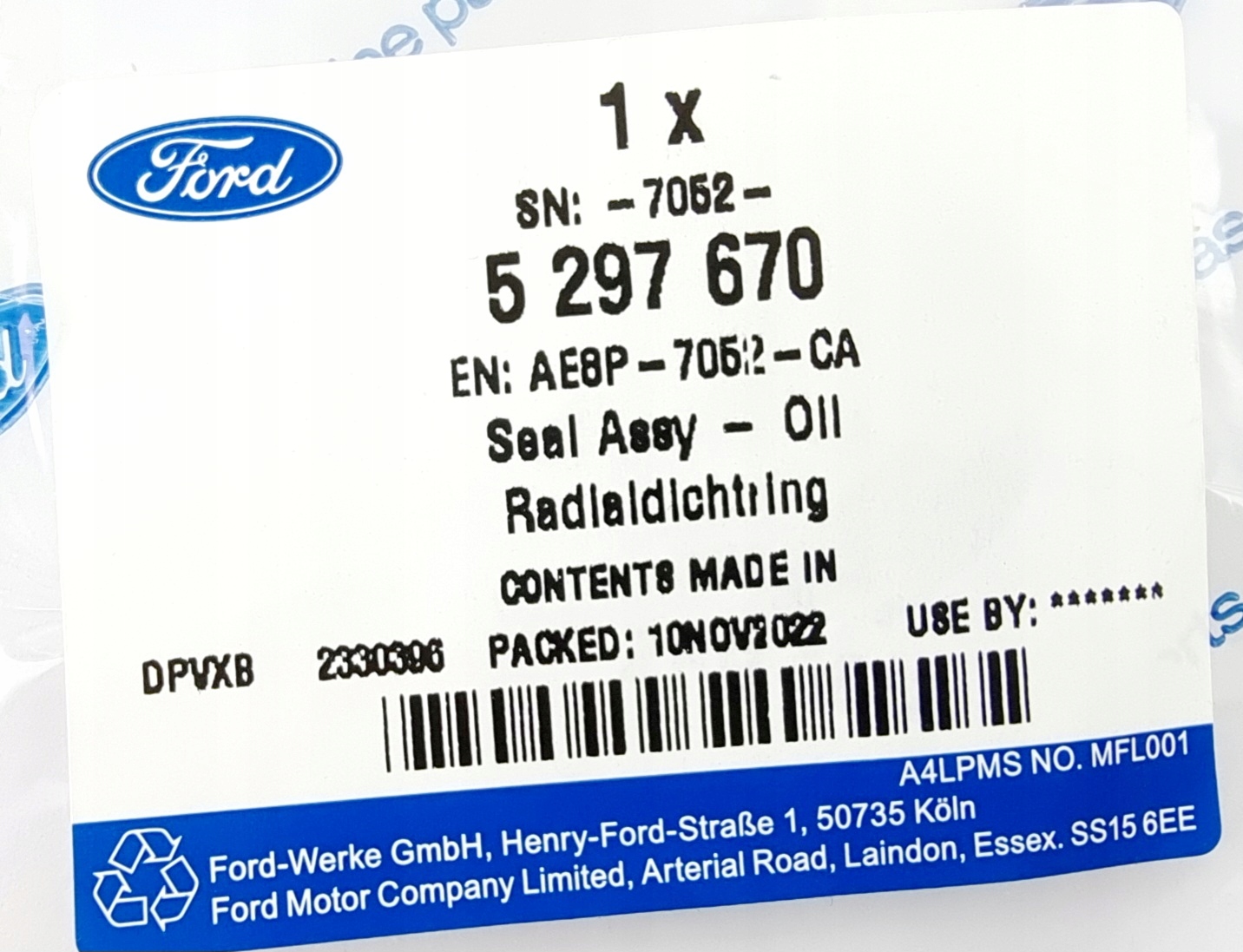 USZCZELNIACZ WALKA OBROTOWEGO 20x28x7 FORD 5297670 Numer katalogowy części 5297670