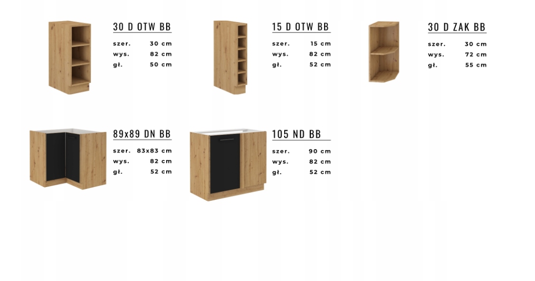 Szafka kuchenna MODENA 80 G-72 2 F artisan Głębokość mebla 31 cm