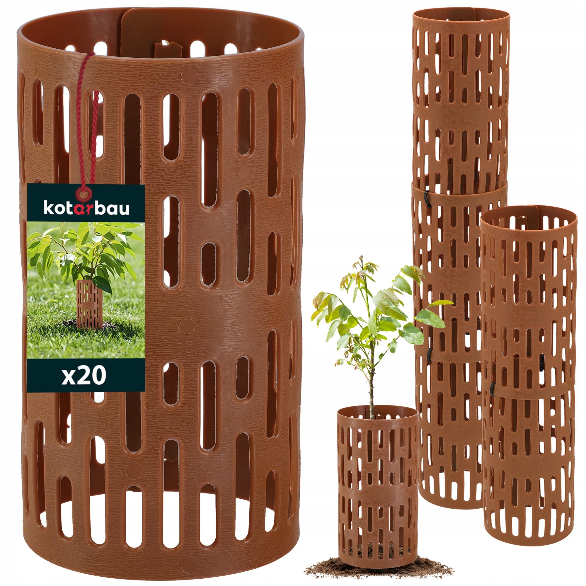 20 x Ochranná Krytka Obrubník Kmenů Stromů Chránič Obal Bronz 20 CM