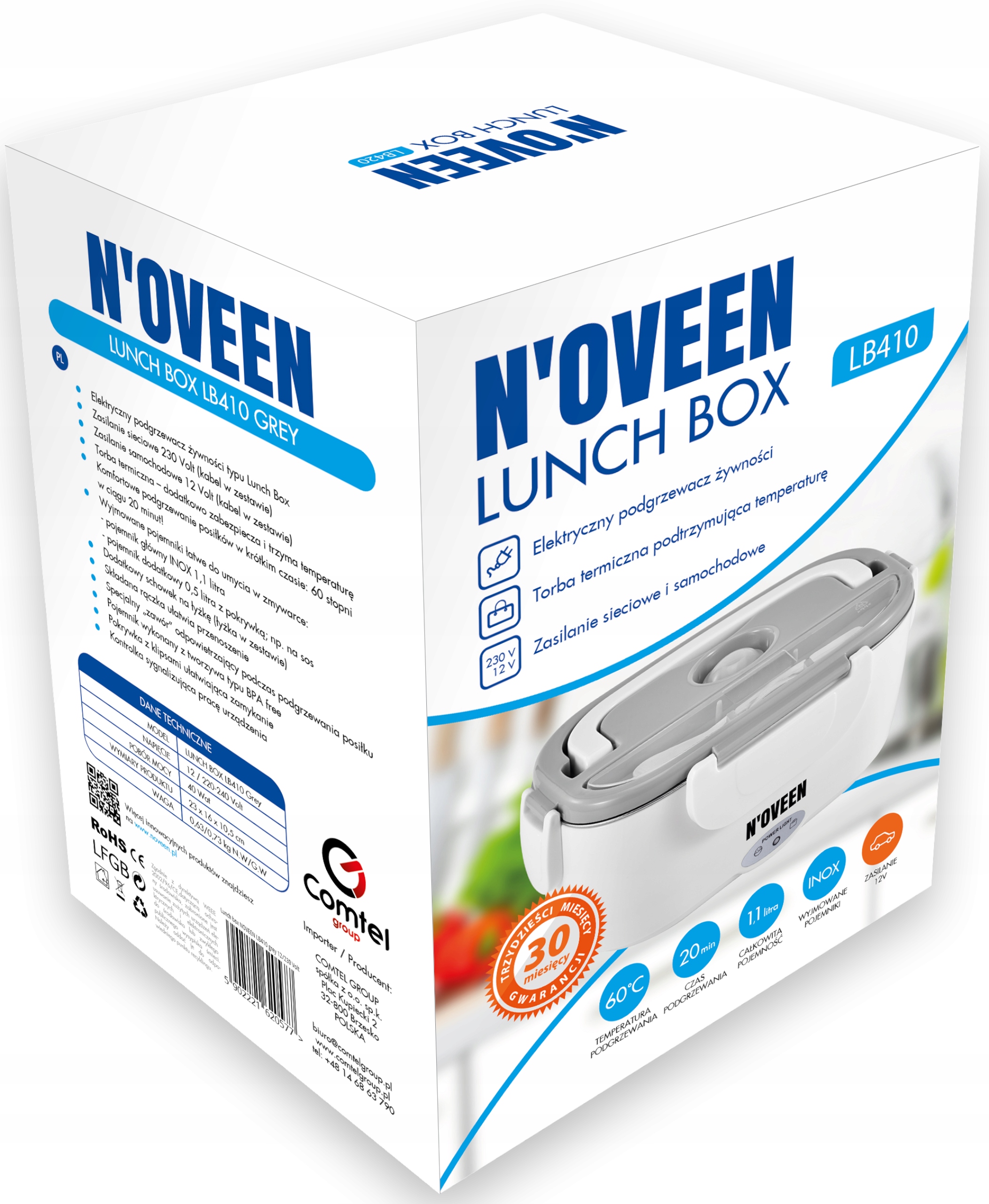 Lunch Box N'OVEEN LB410 Grey + Pokrowiec Cechy dodatkowe blokada pokrywy