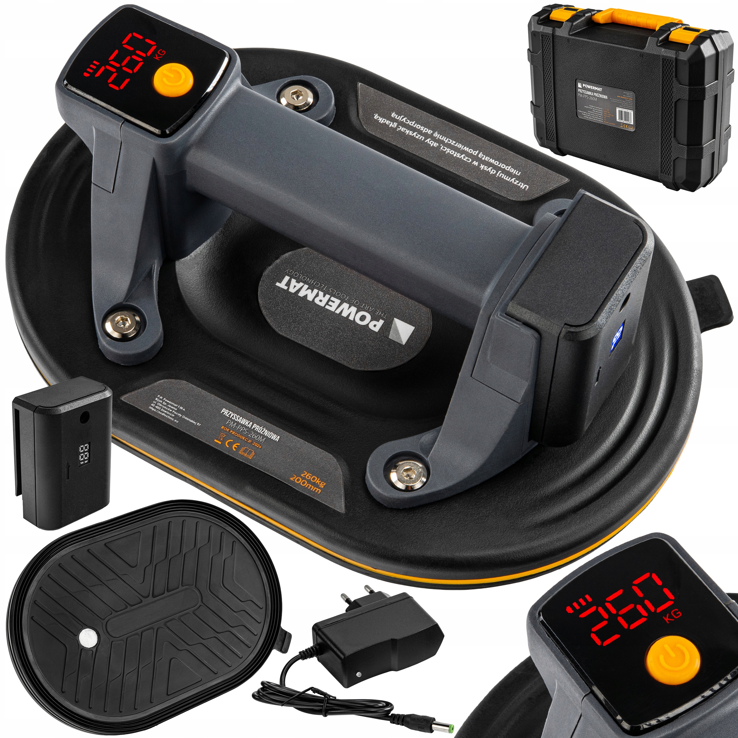 Przyssawka Próżniowa Akumulatorowa Do Płytek LCD Uchwyt Do Szyb Gresu 260KG