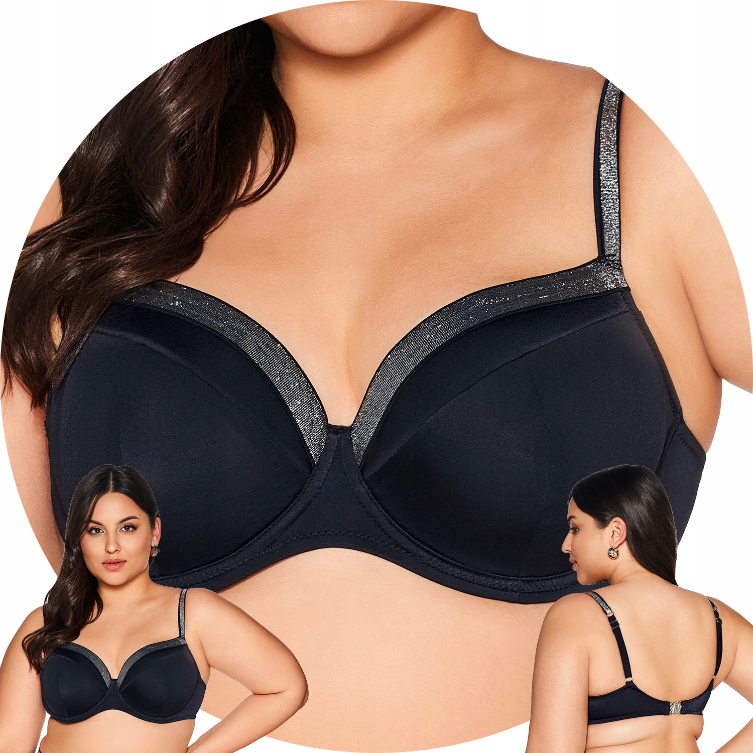 Ava SK-224 černá Plavky černá podprsenka 90B Vyztužená