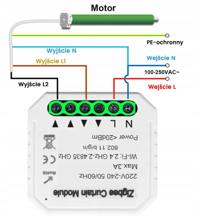 STEROWNIK ROLET ZIGBEE TUYA SMART HOME DOPUSZKOWY Kod producenta MOD009