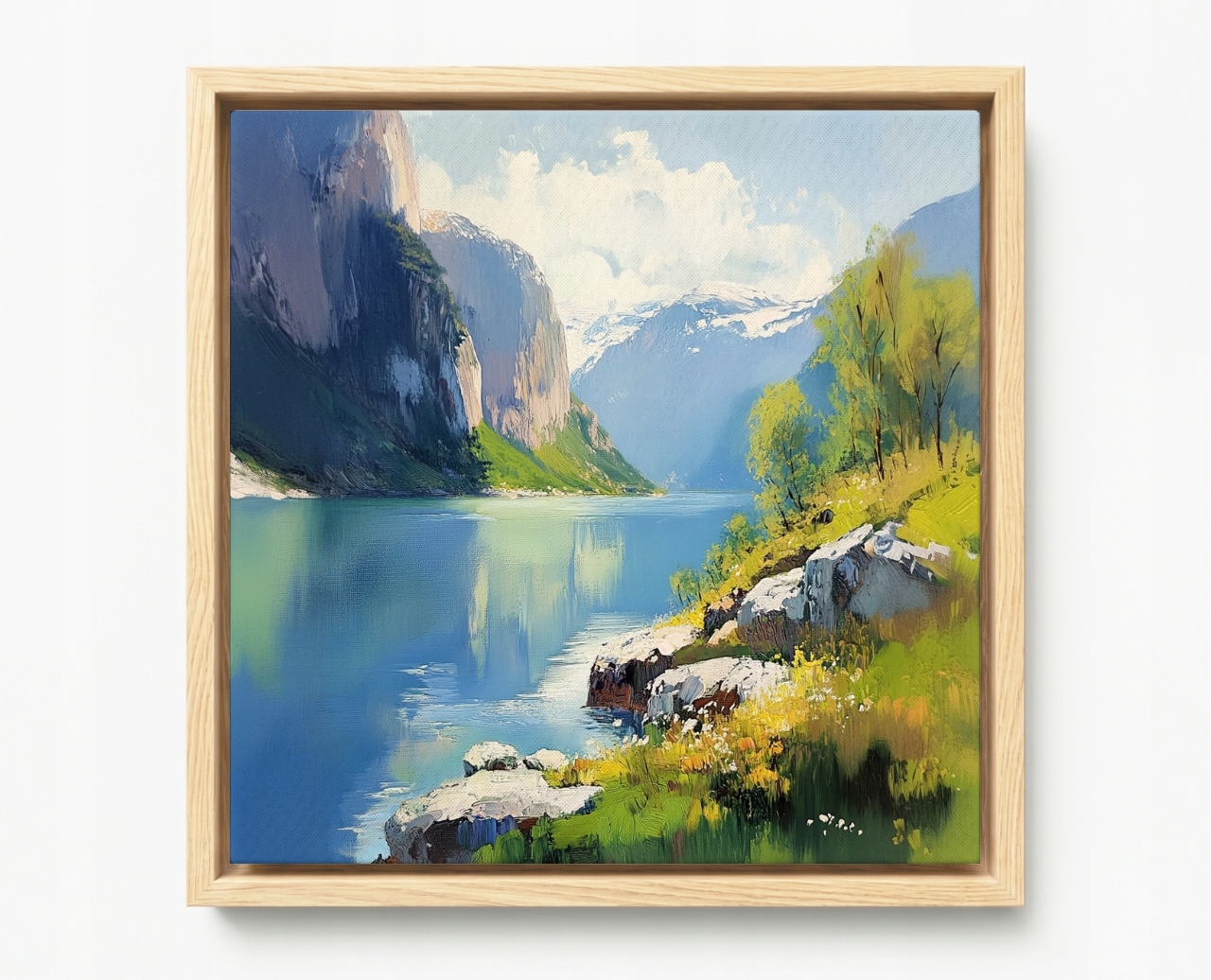 Obraz Rám Americký Box Skandinávie Norsko Fiord Hory Jezero 60x60