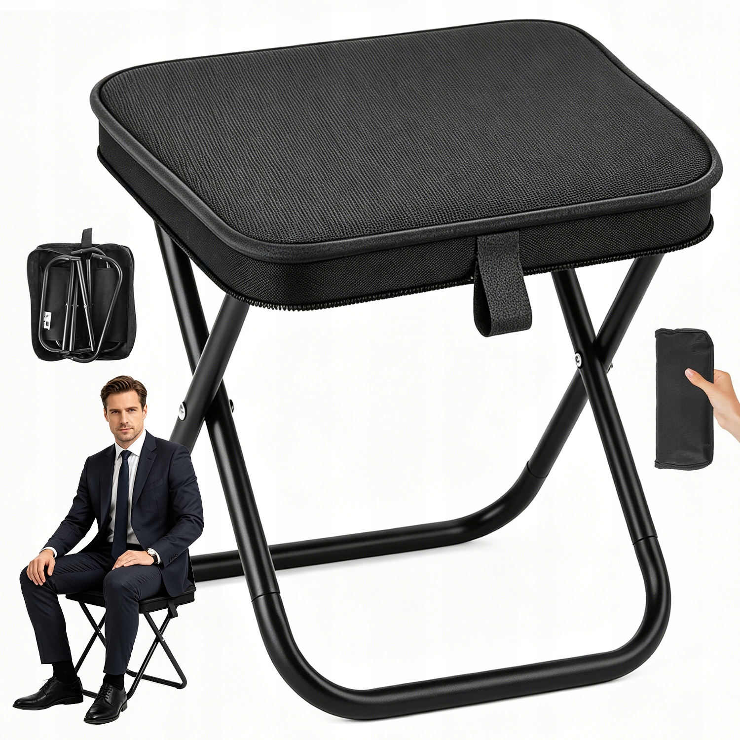 Stołek Składany Turystyczny Carbon Steel Oxford Do Outdoor I Plaży