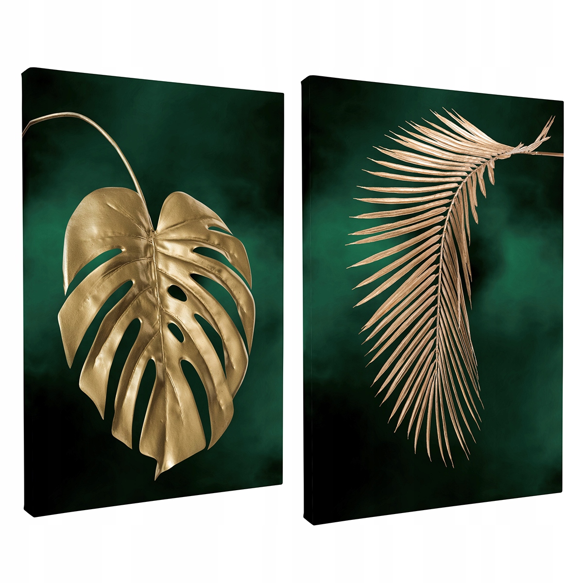 ZESTAW 2 OBRAZÓW PŁÓTNO A1 50X70 cm ZŁOTA MONSTERA