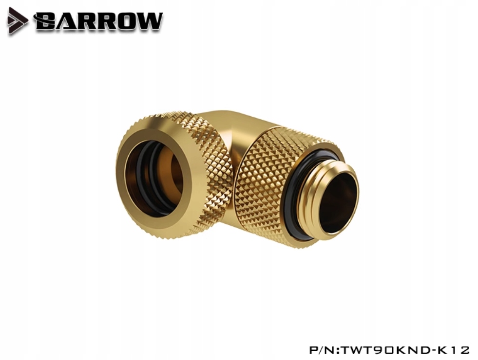 Barrow Hardtube Adapter wielopunktowy 90° 12mm G1/4 Cala złoty