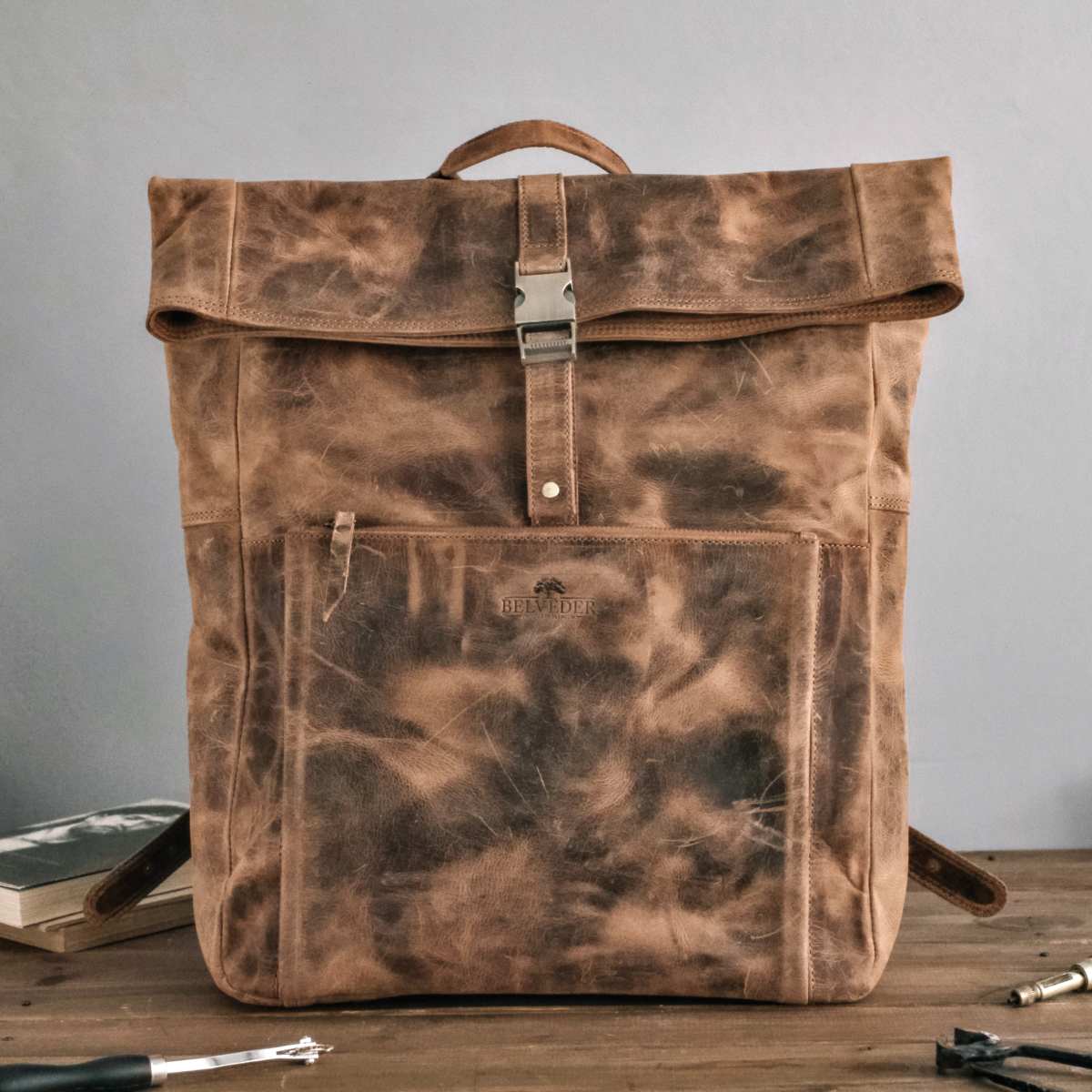 Batoh Meski Vintage Kůže na notebook 15,6 Belveder BP145