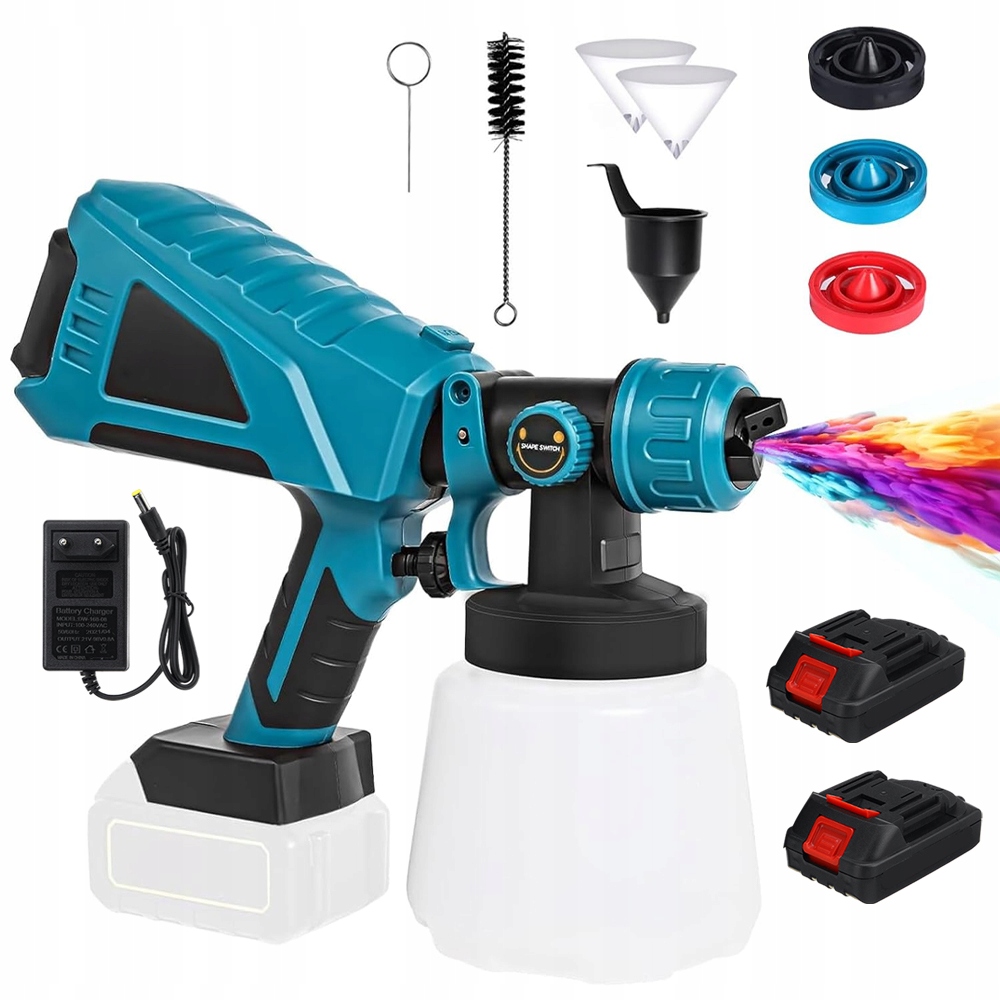 Elektrická Stříkací Pistole Na Malování 1000 ML Airbrush Home Diy +2AKU