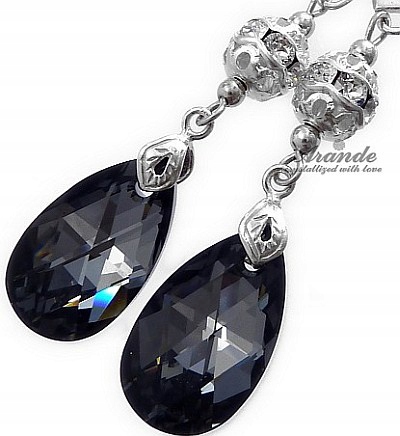 Krásné krystaly Dlouhé Náušnice Silver Night