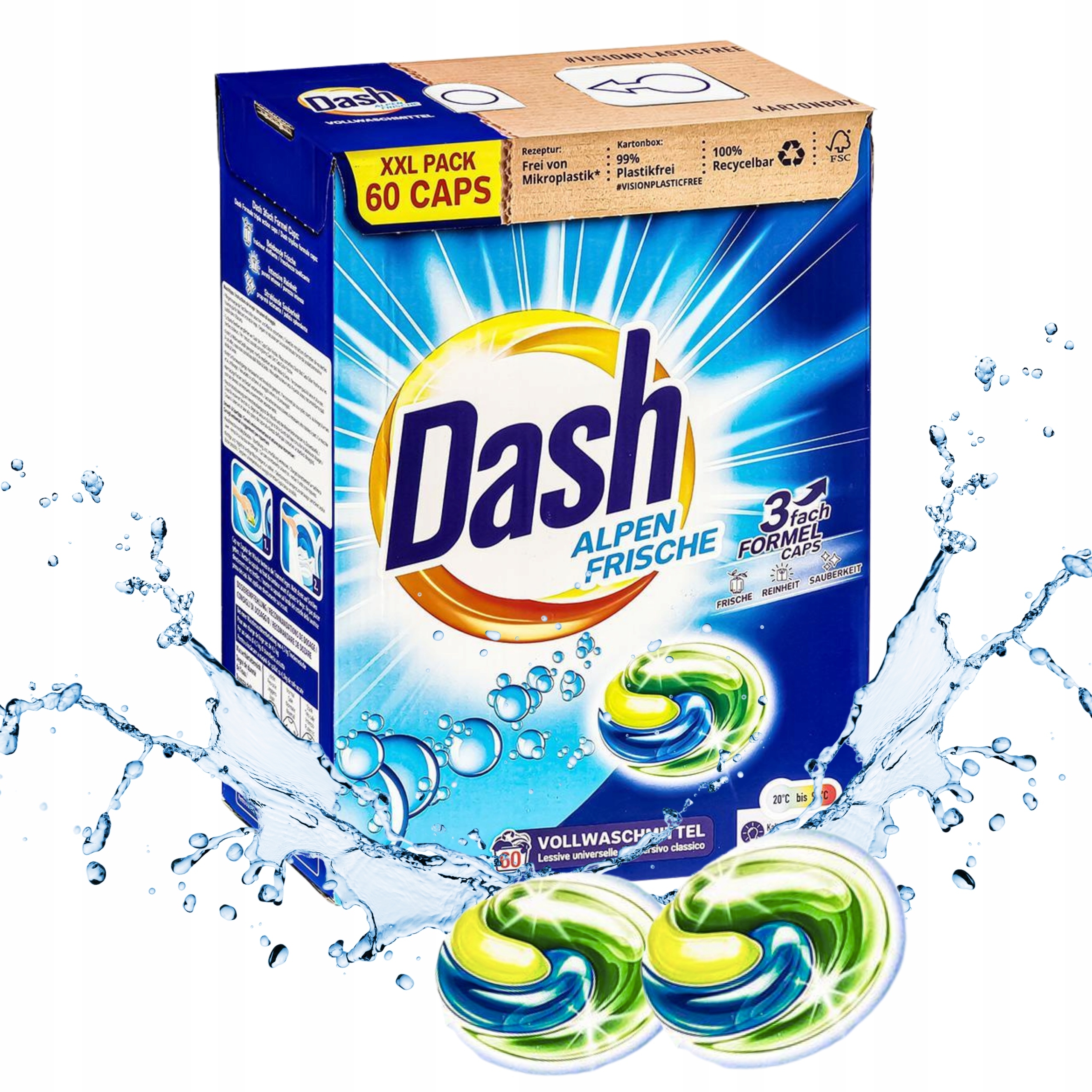 Kapsle na praní Bílé Světlé 60 Kusů Originální německé Dash