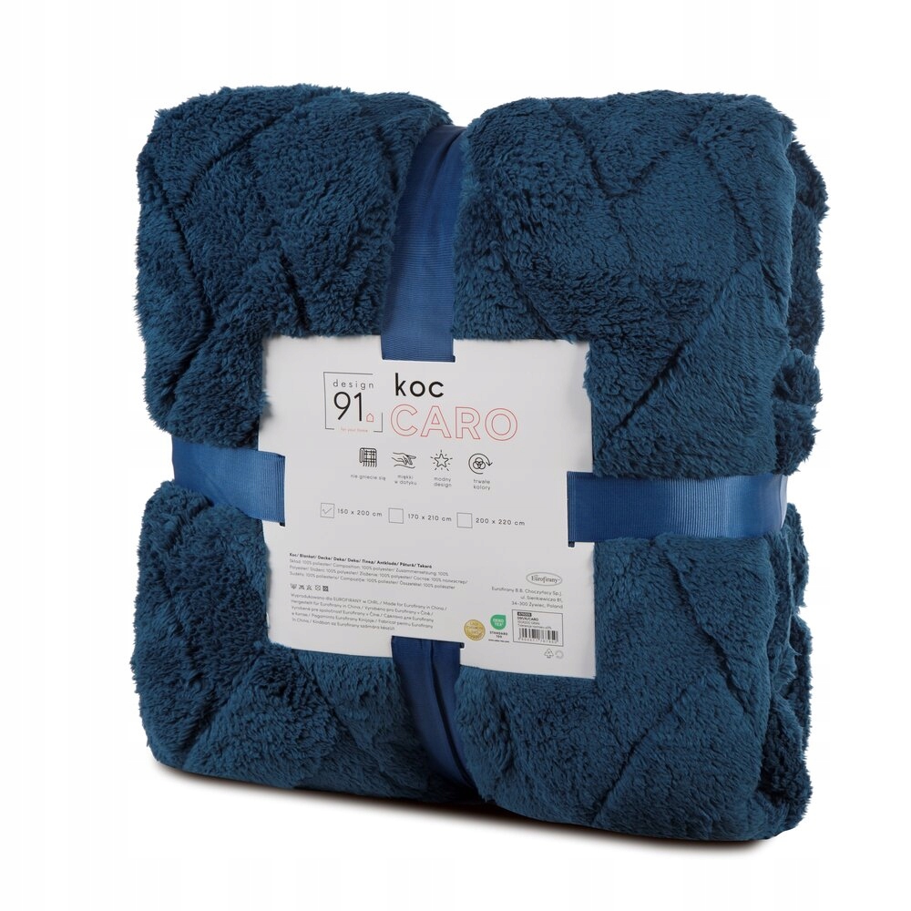 Deka přehoz Caro 200x220 Design91 tmavě modrá, nadýchaná, kostkovaná