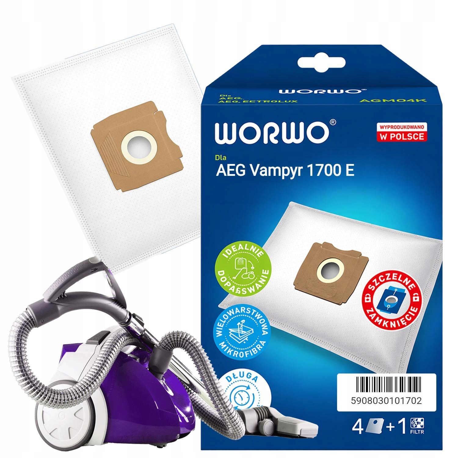 Worki Do Odkurzacza Aeg Vampyr 1700 E AGMB01, 4 Sztuki, Filtr