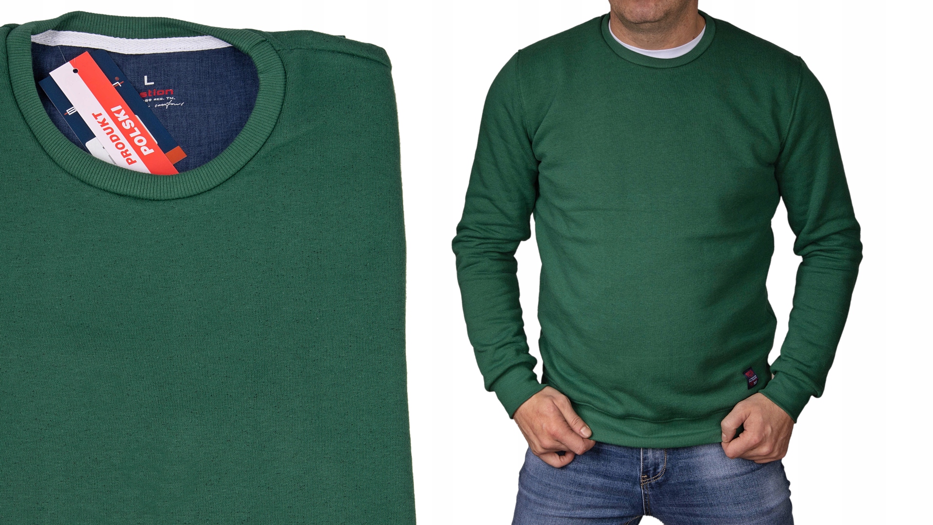 

Bluza męska gładka zielona nierozpinana klasyk L
