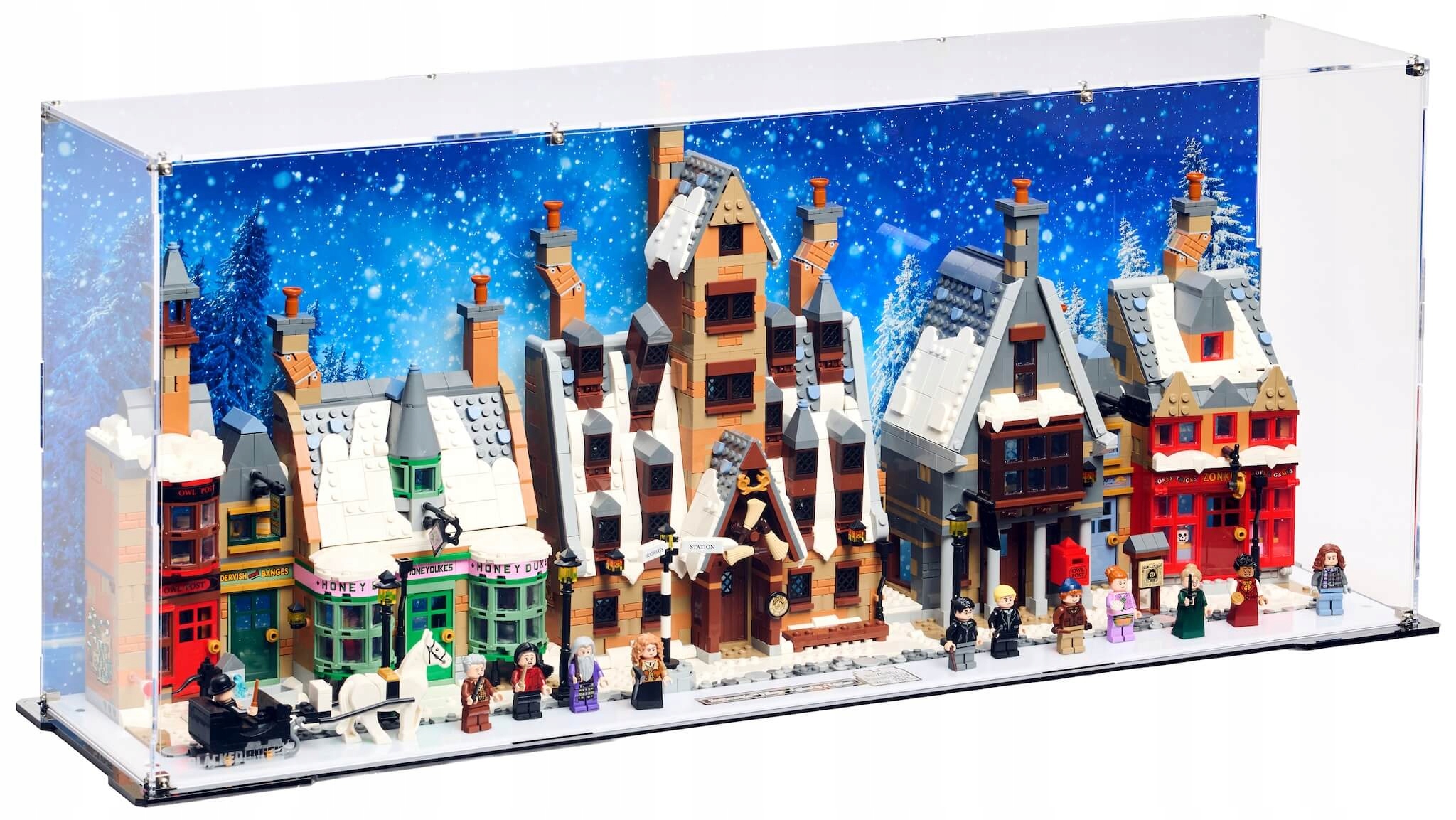 Vitrína s pozadím Blacked Brick pre Lego 76457 Harry Potter Hogsmeade