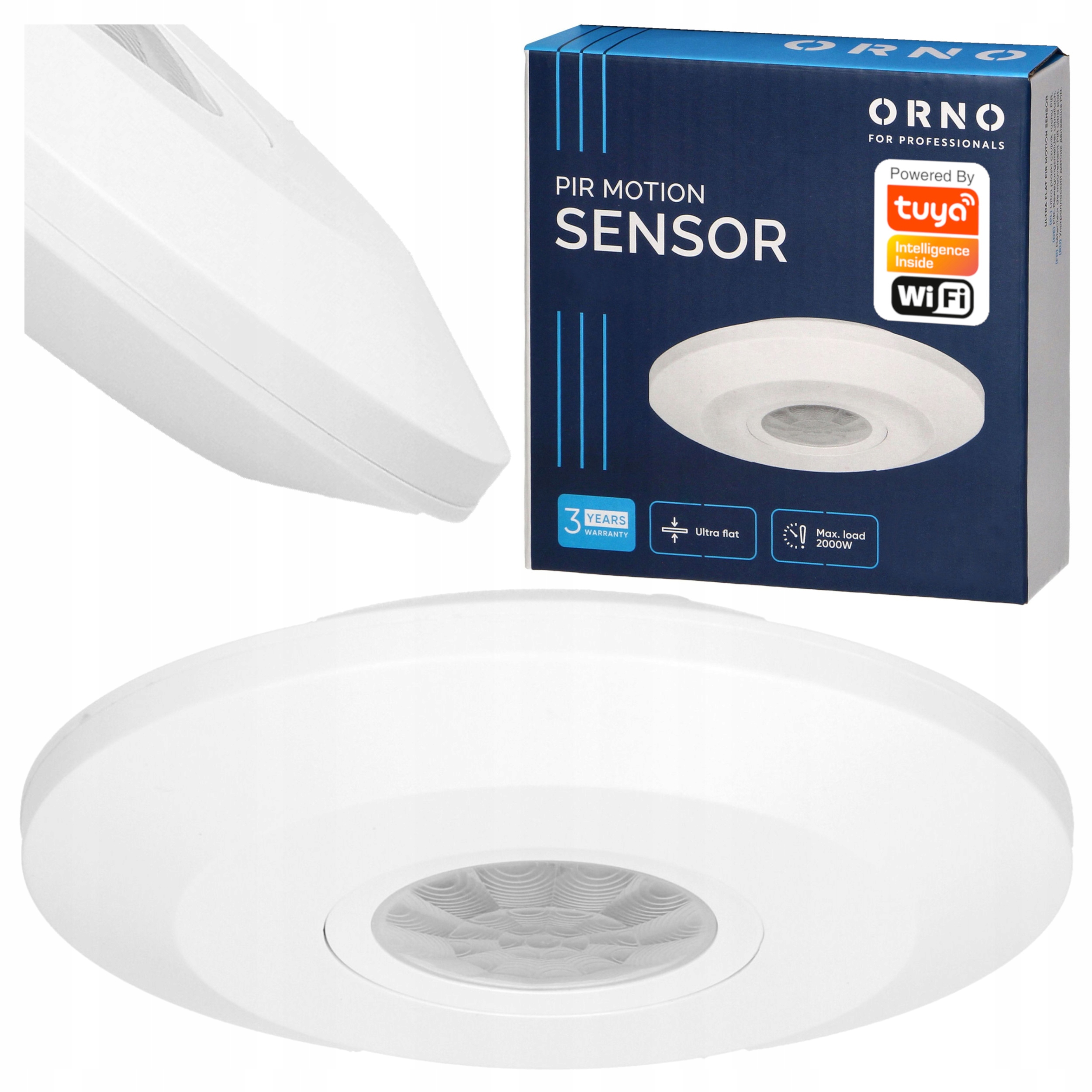 Orno Tuya Senzor Pohybu Pir 360°, IP20, 2000W, Ultra Plochý, Mini Smart Wi-