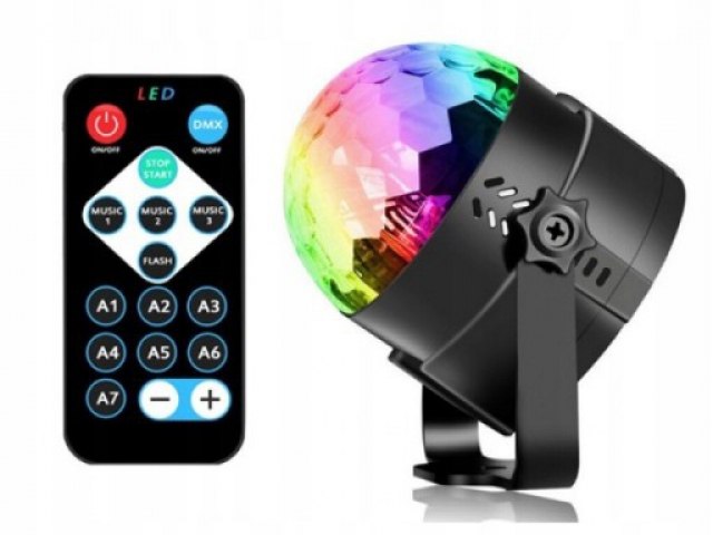 Projektor RGB LED kula disco dyskotekowa + pilot Kod producenta PROJEKTOR DYSKOTEKOWY KOLOROFON DISCO