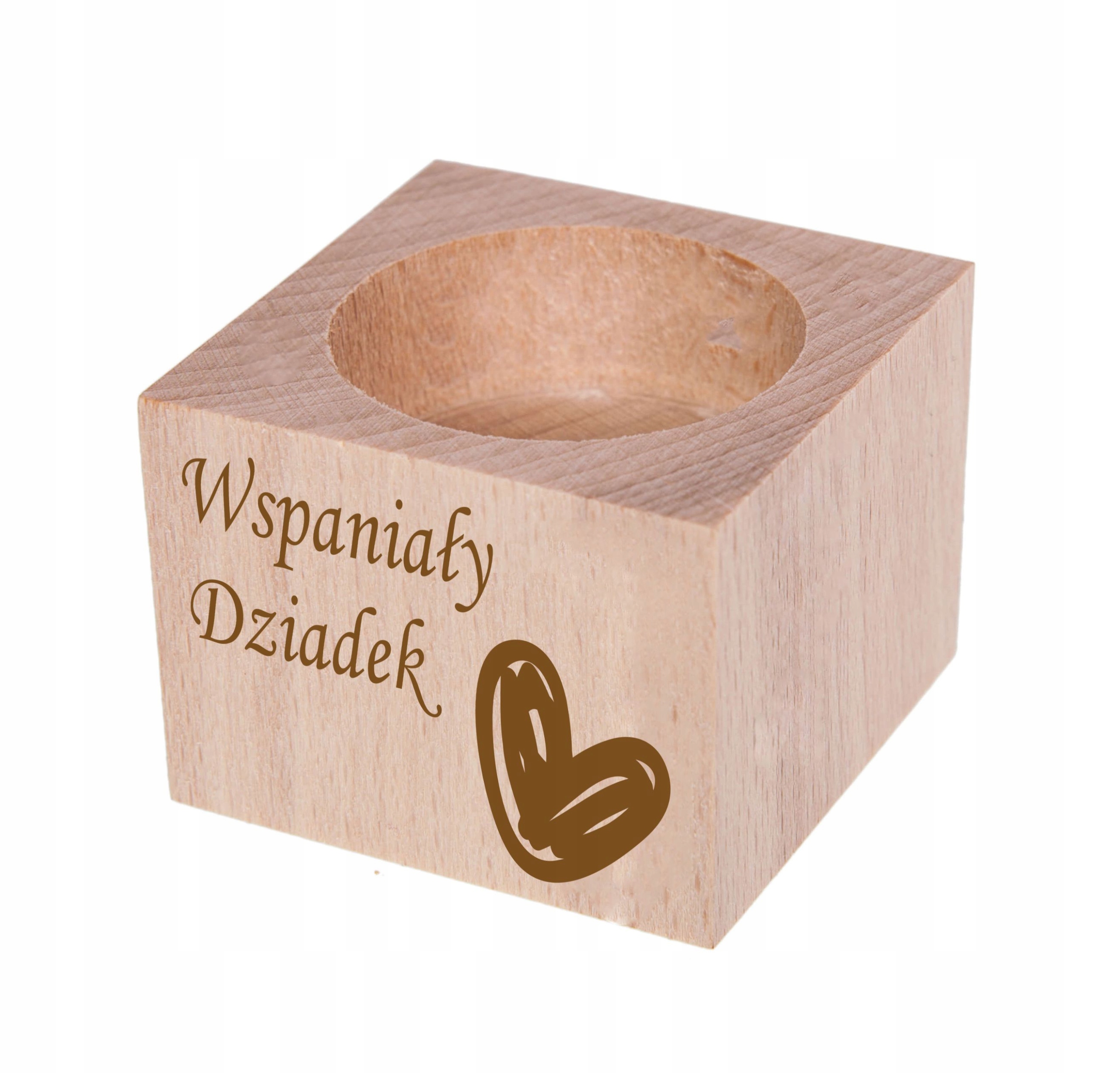 PREZENT NA DZIEŃ BABCI I DZIADKA ŚWIECZNIK Materiał drewno