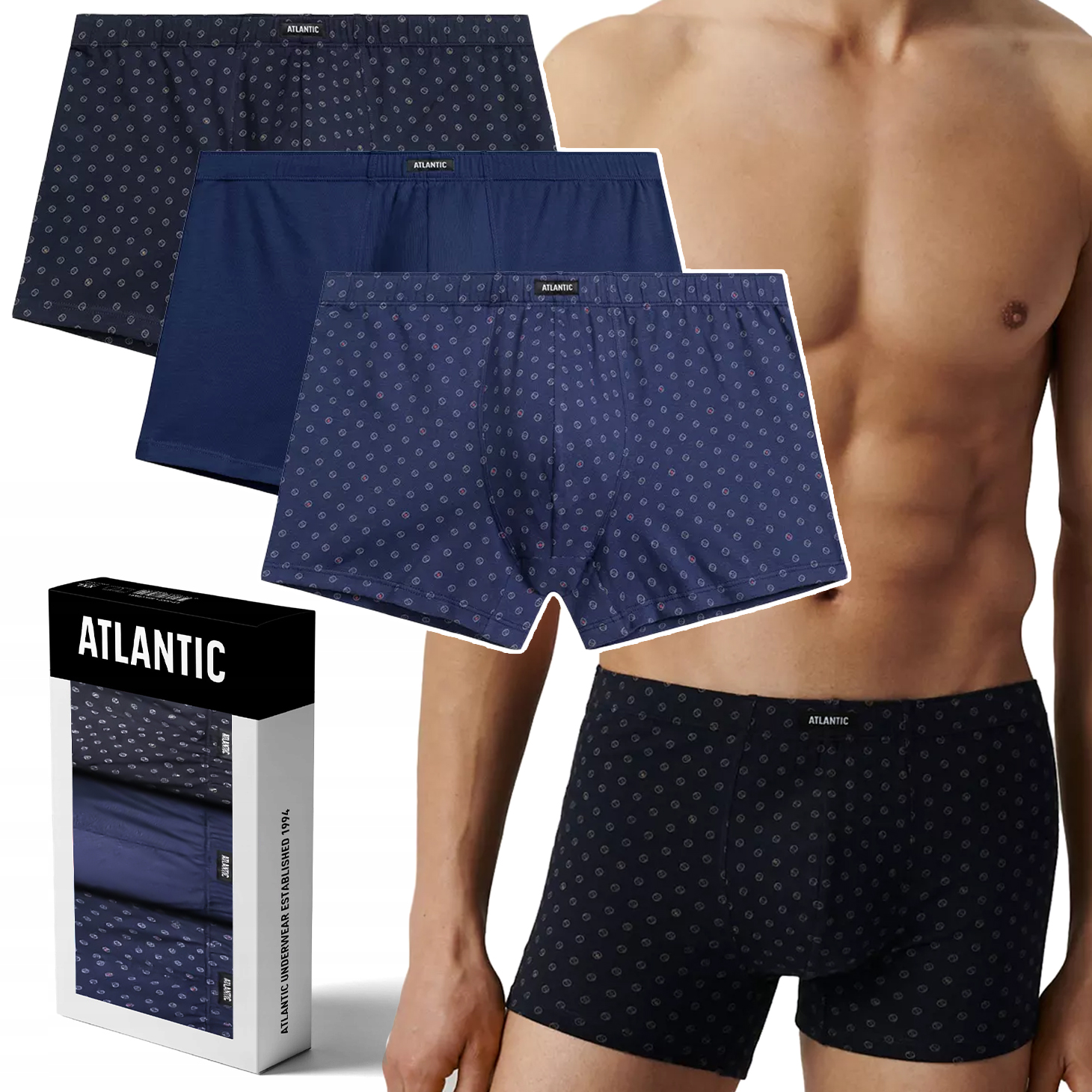 Atlantic 3MH-206 pánské přiléhavé boxerky Bavlněné 3-BALENÍ L