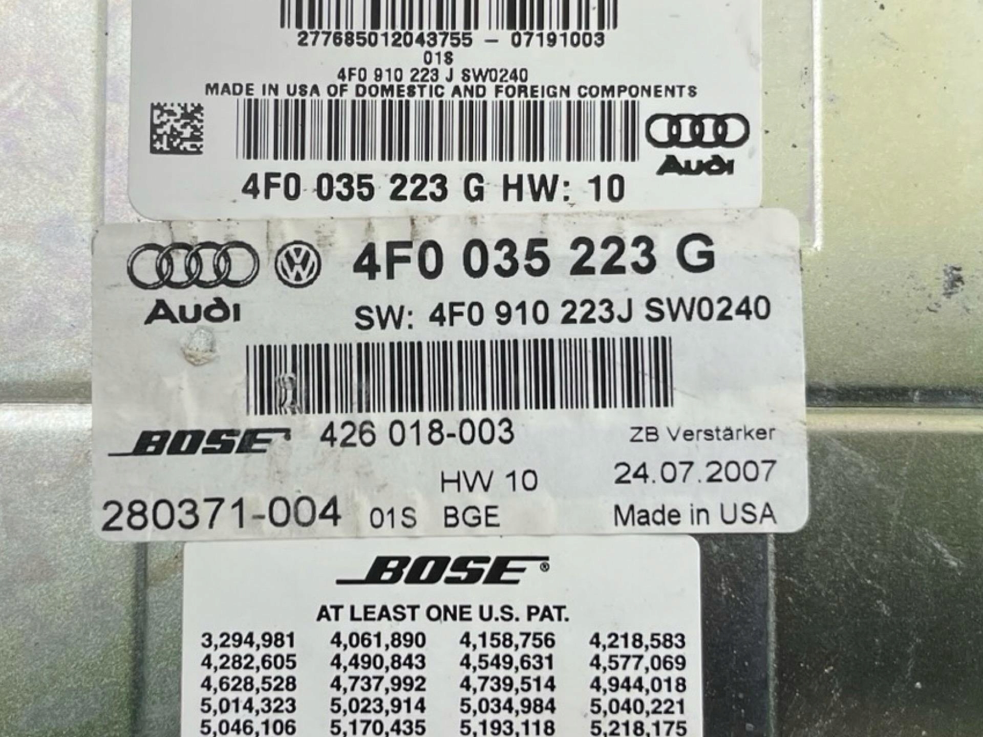 amplifier radia Audi A6 C6 2007 4F0035223G