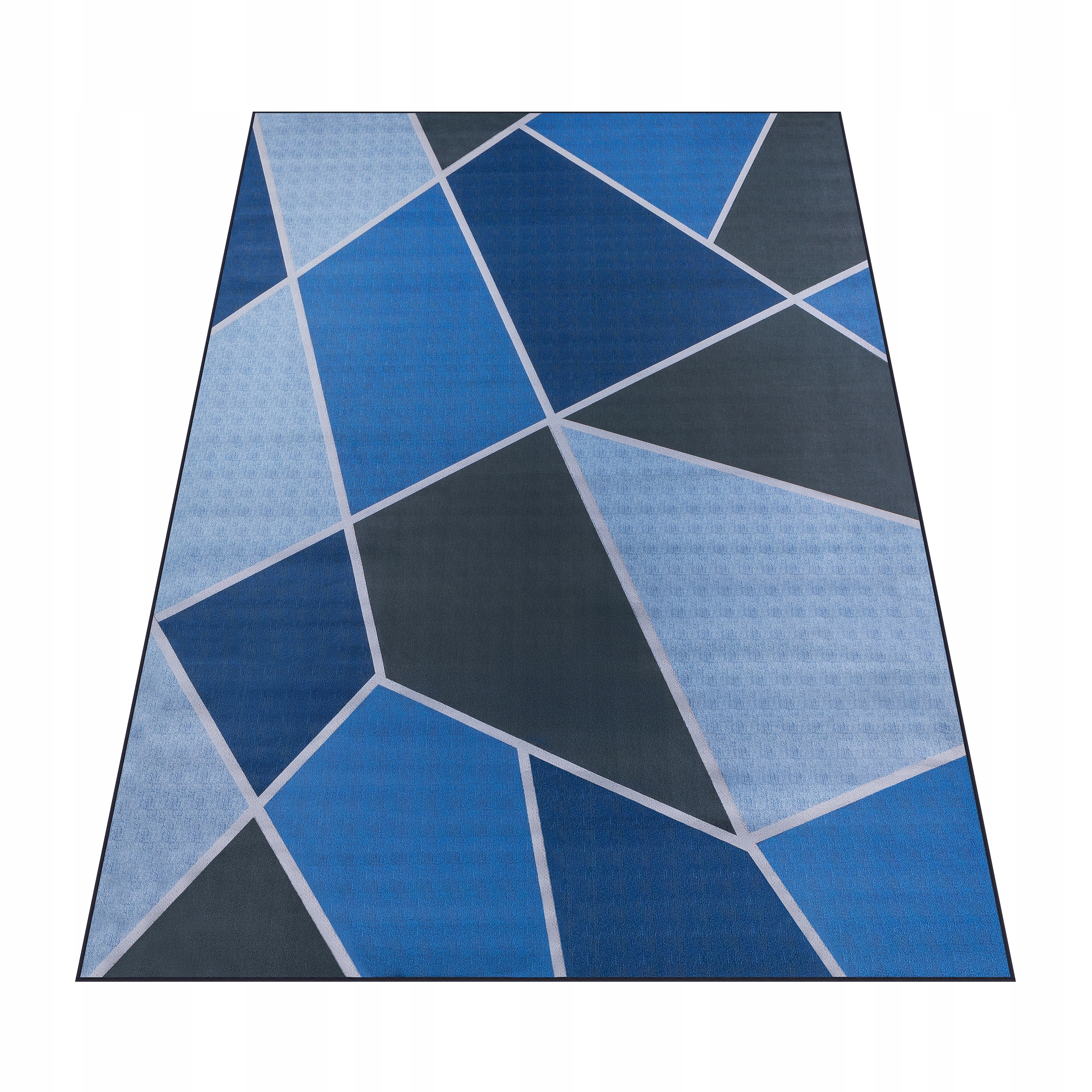 Koberec 160X220 Do Obývacího Pokoje Modrý Protiskluzový Geometrický Bcf