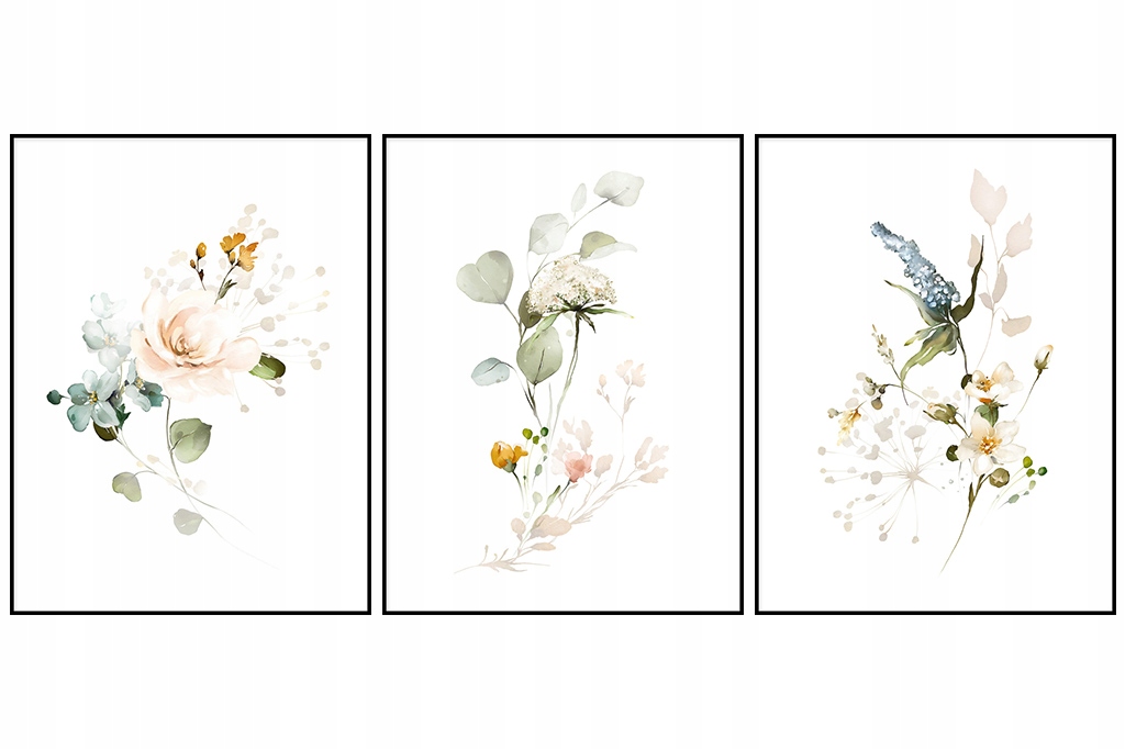 

Tryptyk plakaty zestaw 3szt Kwiaty grafika 21x30