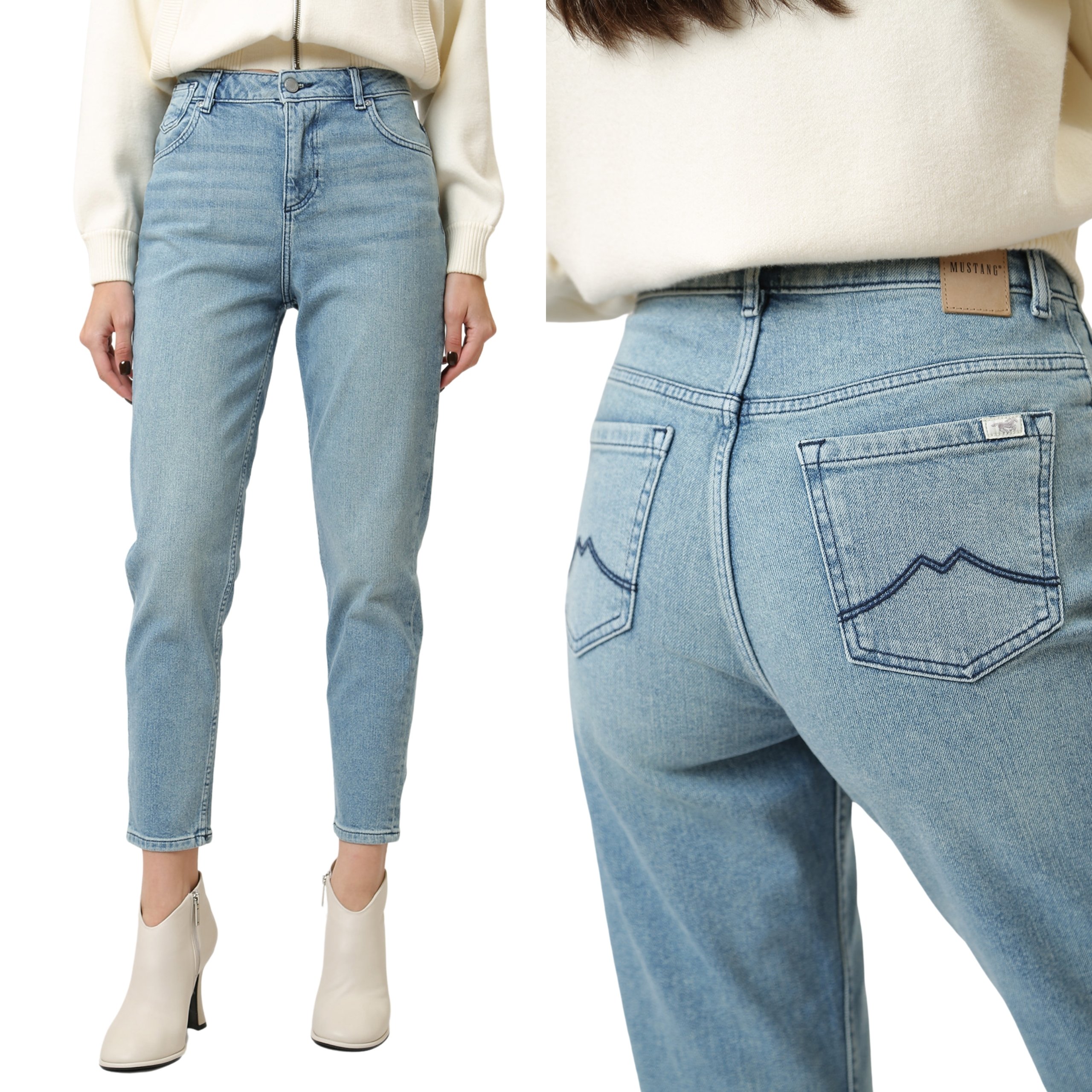 Mustang džíny High Waist blue jeans Crosby Relaxed Straight_ W30 L30