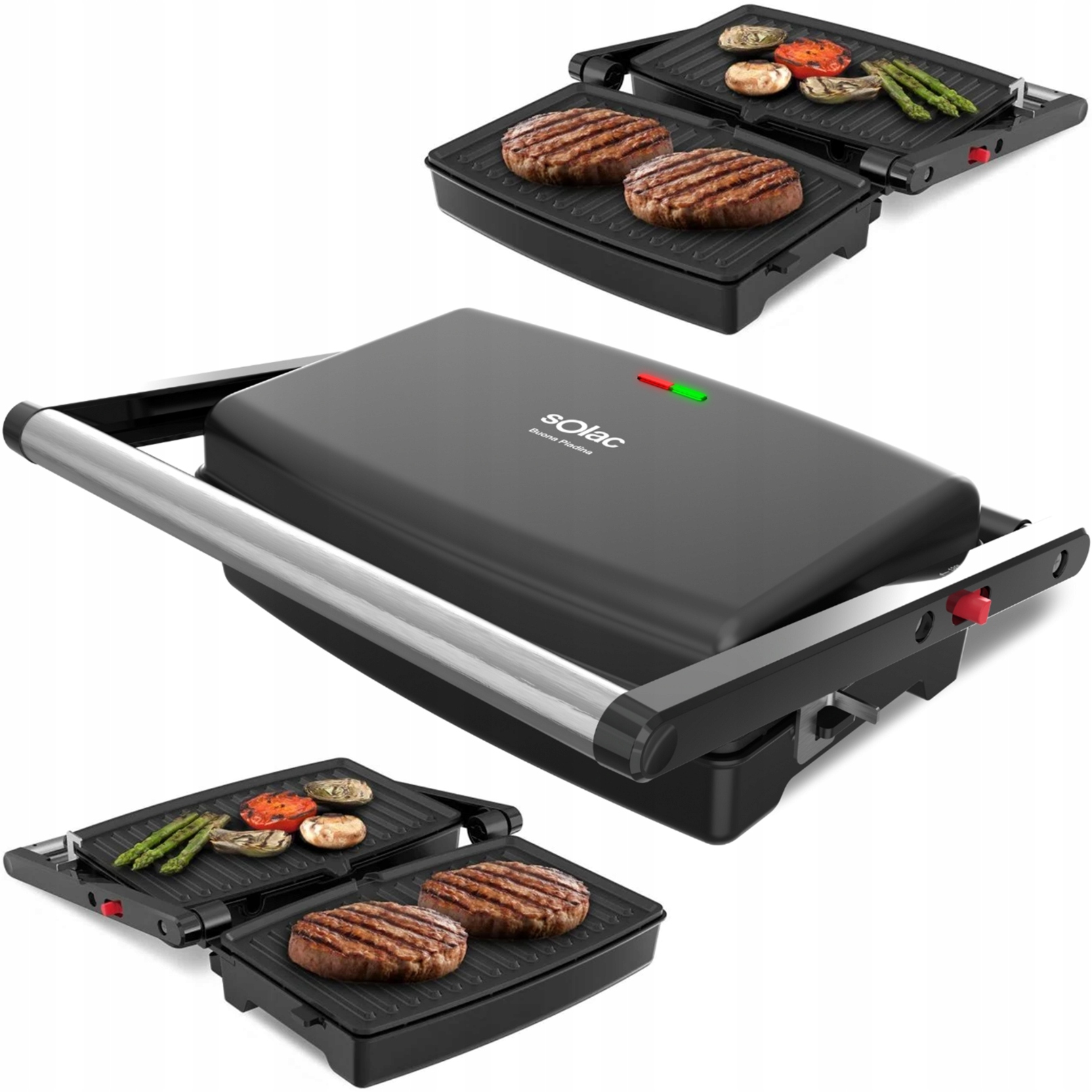 Grill Elektryczny Opiekacz Panini Rozkładany Solac Buona Piadina 2w1 1500W