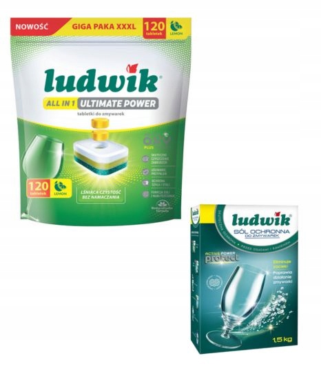 Levně Tablety do myčky Ludwik All In One Ultimate Power Lemon 120 ks Sůl