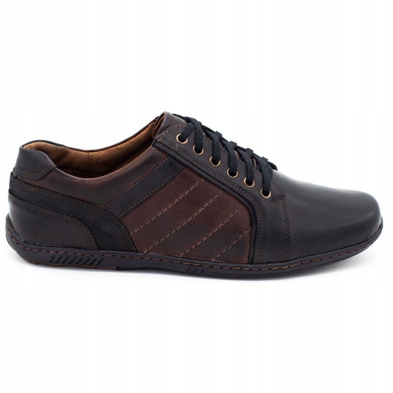 

Buty męskie skórzane 616 czarne z brązem 47
