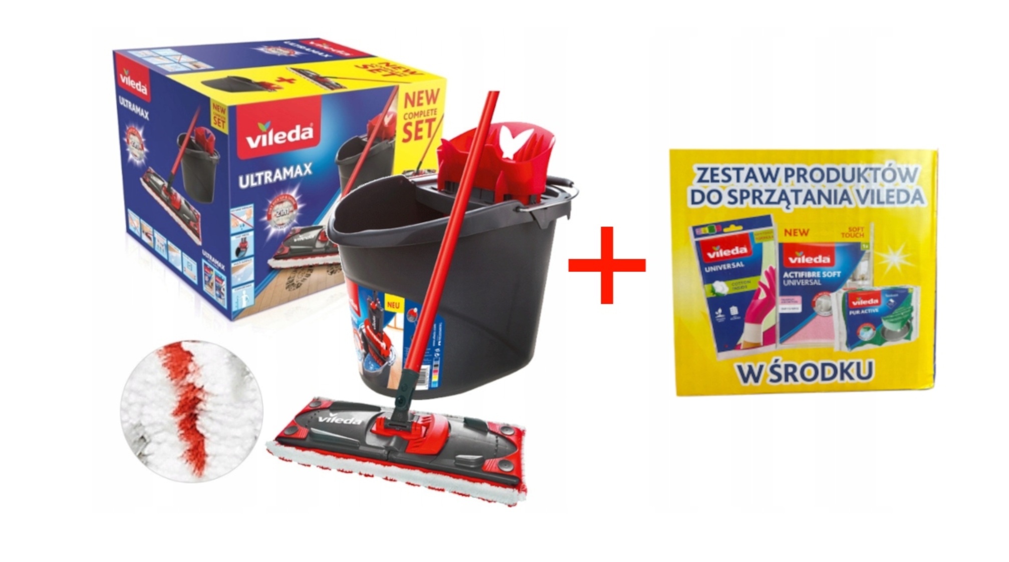 Vileda Ultramax zestaw mop płaski wiadro Zestaw Produktów Vileda