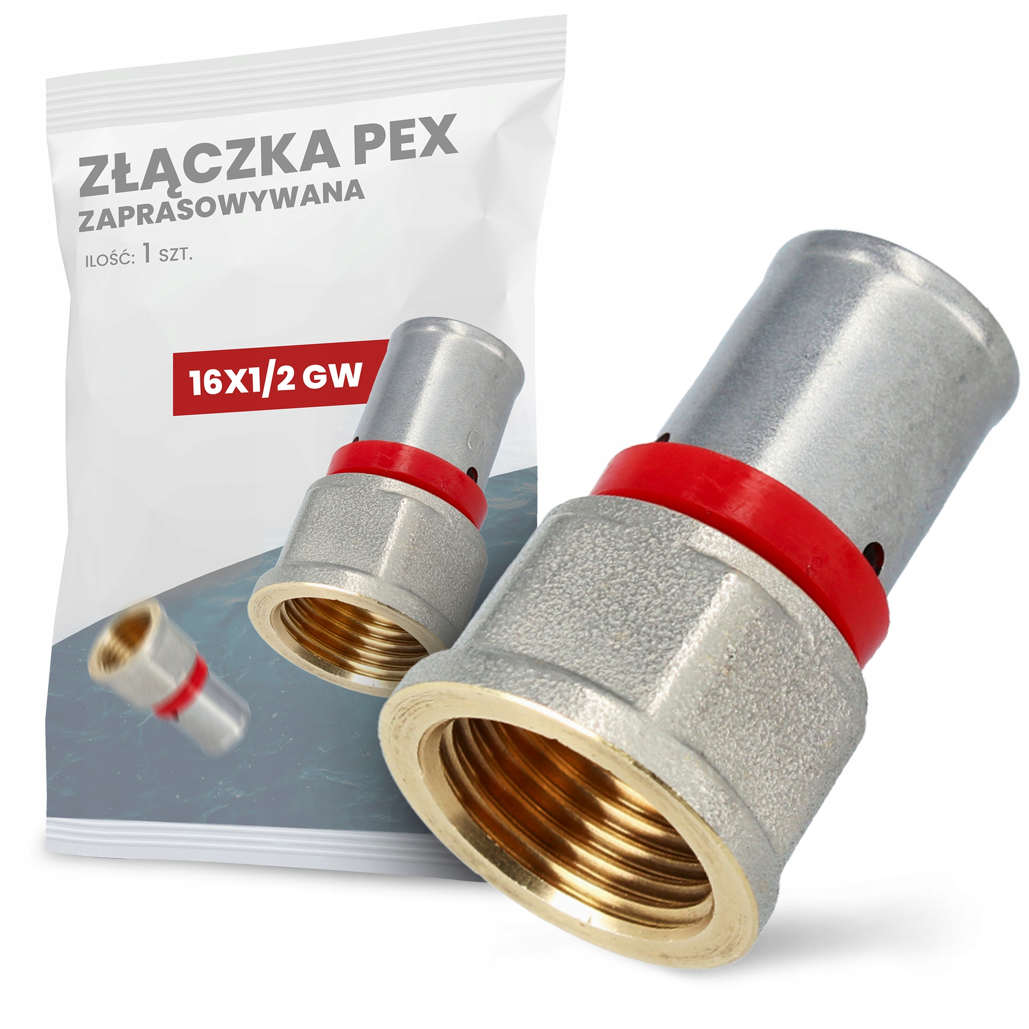 

Złączka Pex 16 x 1/2 Gw zaprasowywana zaciskana