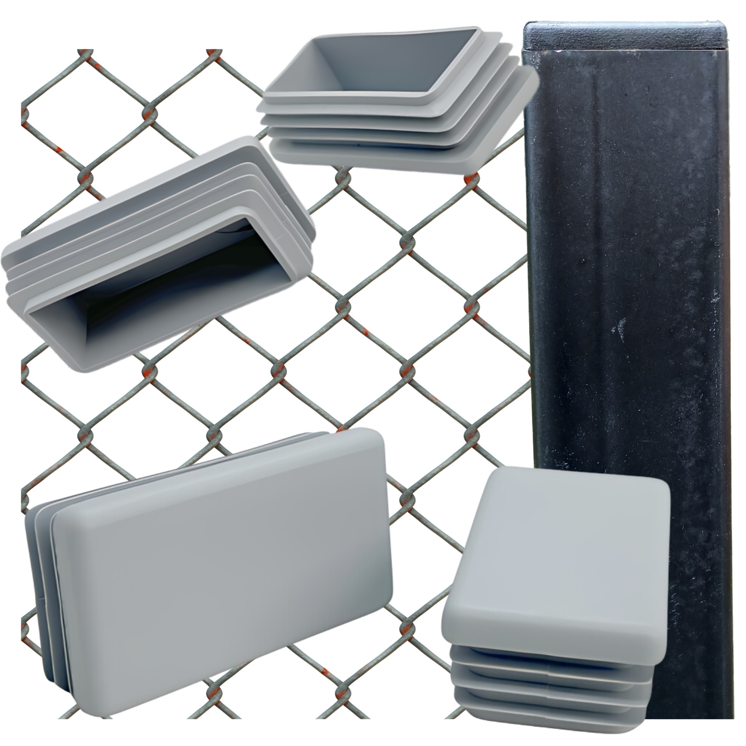 Vnitřní krytka na profil sloupku stříška 60x30 100 Ks Šedá