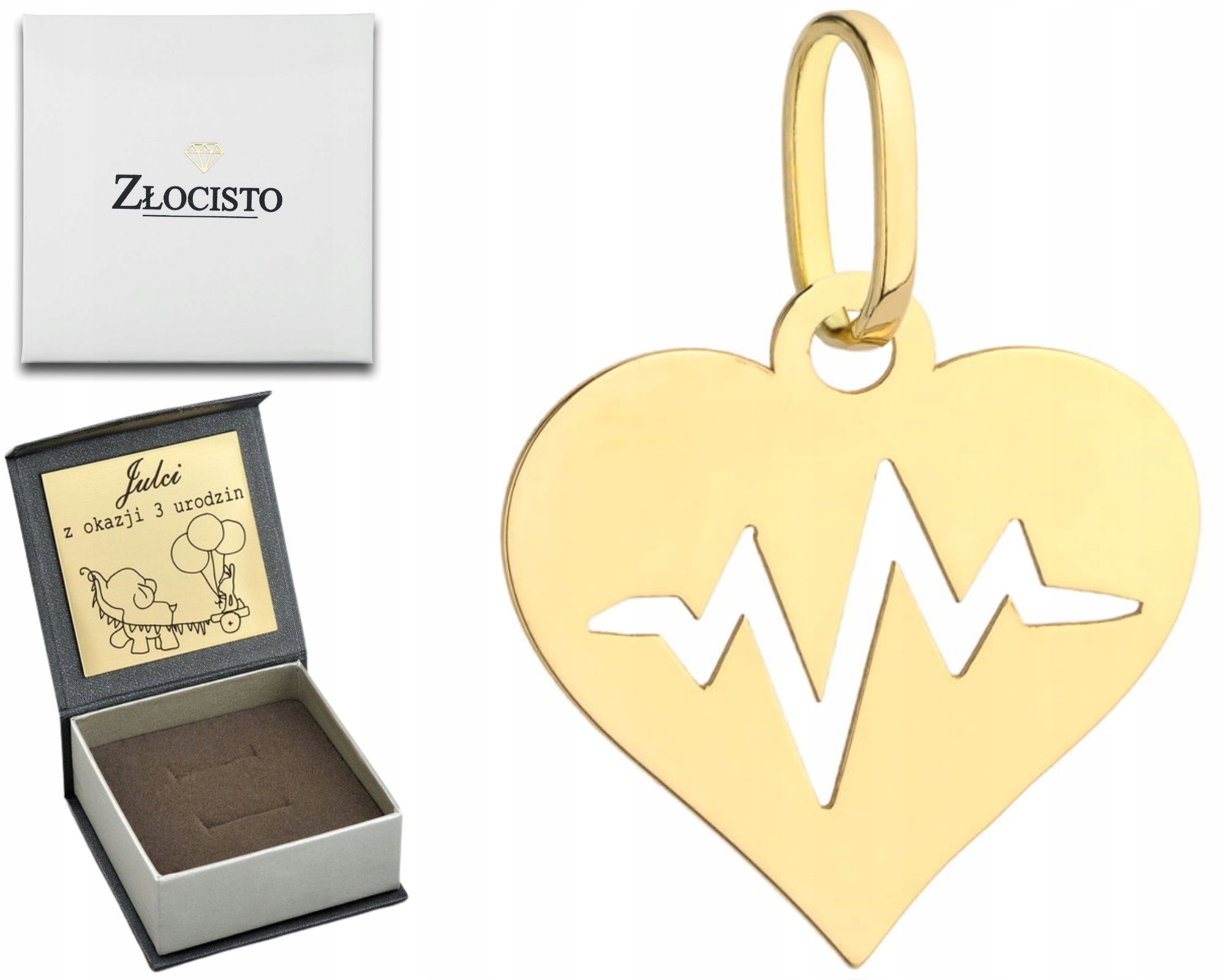 Zlatý Přívěsek Srdíčko Linie Života Ekg 585