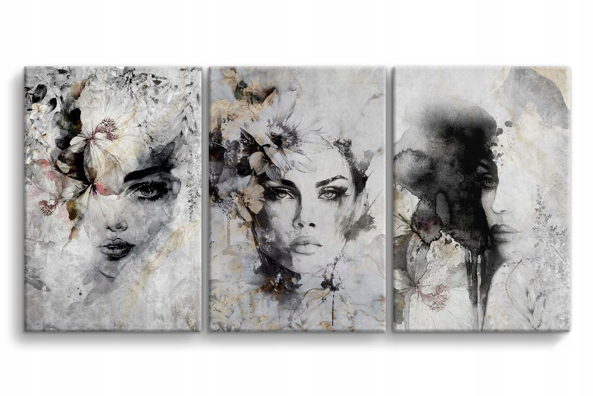 Obrazy do salonu na płótnie Dekoracja ścienna Portrety kobiet Kwiaty 90x180
