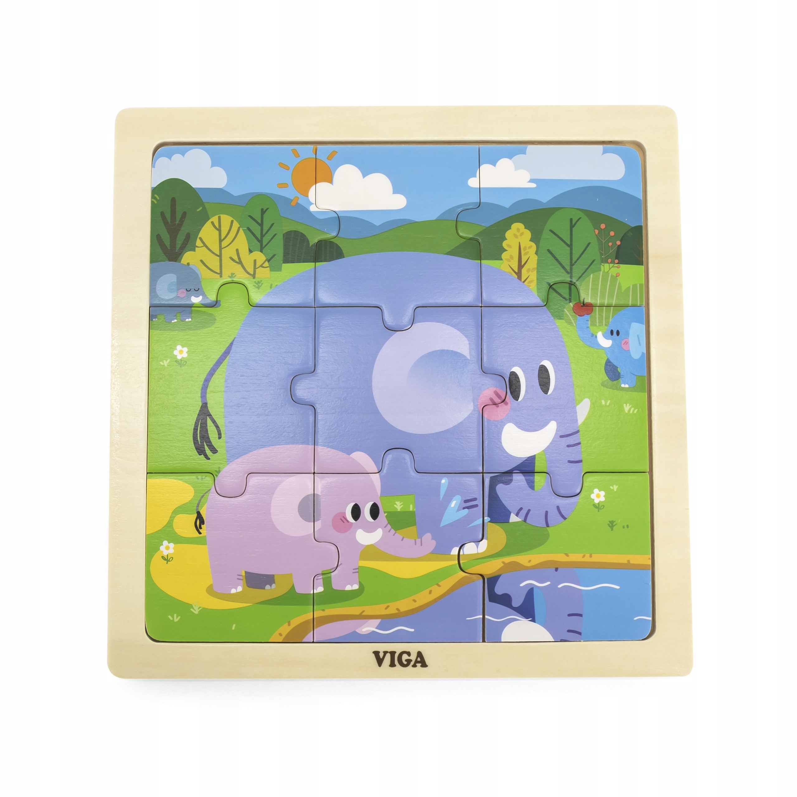 

Viga Poręczne Drewniane Puzzle Słoniki 9 elementów