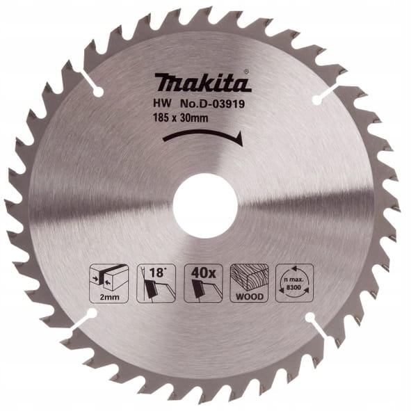 

Makita D-03919 Tarcza tnąca do drewna 185x30mm 40Z