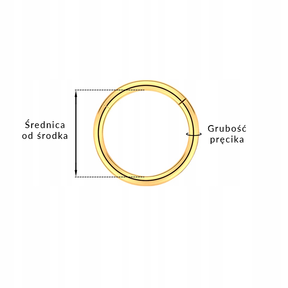 Tytanowy, złoty kolczyk typu Clicker - KÓŁKO - Helix - Tytan - 1,0/8 EAN (GTIN) 5905602500130