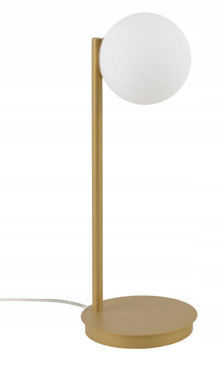 Noční lampa moderní dekorativní zlatá béžová se skleněnou bílou koulí Sigma