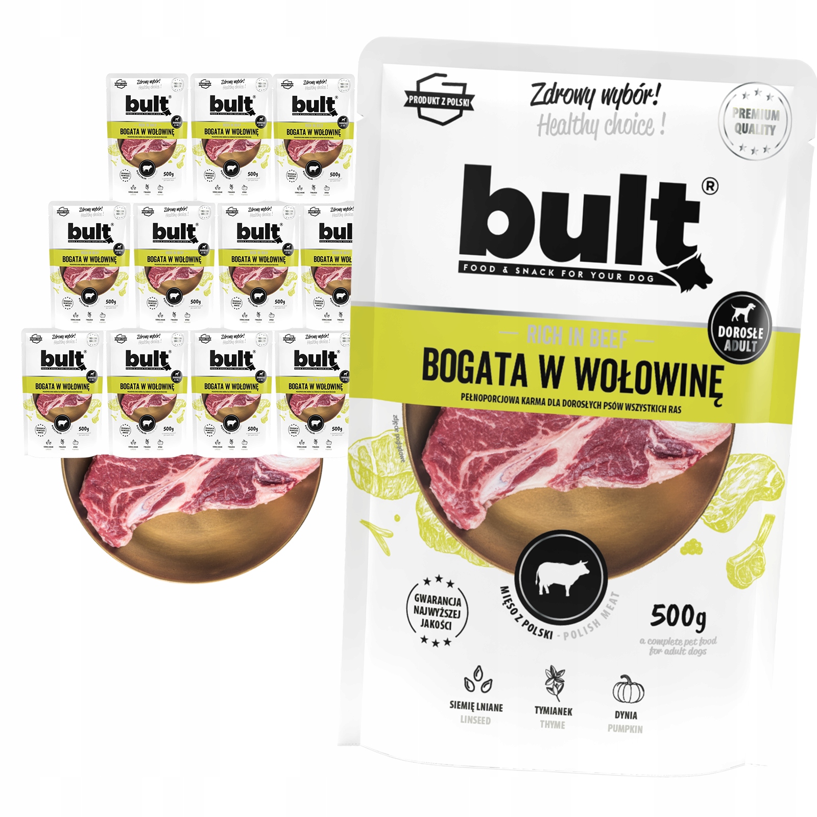 Levně Vlhké Krmivo Pro Psa Bult Sáček Mletý Bohatý Na Hovězí Maso Set 12x500 g